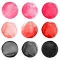 Set of colorful textured acrylic circles isolated on white. Royalty Free Stock Photo