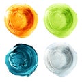 Set of colorful textured acrylic circles isolated on white. Royalty Free Stock Photo