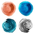 Set of colorful textured acrylic circles isolated on white.