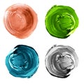 Set of colorful textured acrylic circles isolated on white.