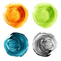 Set of colorful textured acrylic circles isolated on white. Royalty Free Stock Photo