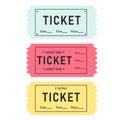 A set of colorful tickets. Ticket templates. Date, time