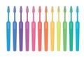 Set of colorful toothbrushes isolated on white background. vector