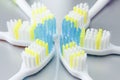 Set of colorful toothbrushes over white
