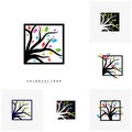 Set of Colorful Tree Logo Design Template. Luxury Tree logo Concepts. Nature Logo Concepts Vector Royalty Free Stock Photo