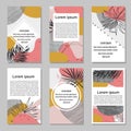 Set of colorful trendy business cards. Hand drawn vector creative abstract flayers Royalty Free Stock Photo
