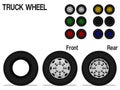 Set of colorful truck wheel on transparent background