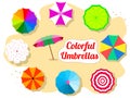 Set of colorful umbrellas on the beach Royalty Free Stock Photo