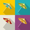 Set of colorful umbrellas in flat design. Beach umbrellas with sgadow. Vector illustration Royalty Free Stock Photo