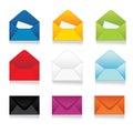 Set of colorful vector envelopes