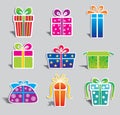 Set of colorful vector gift boxes . Royalty Free Stock Photo