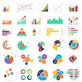 Set of colorful vector graphs and diagrams for finance, analytics and business presentation vector illustration. Royalty Free Stock Photo