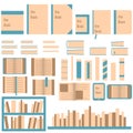 Set of vector icons of books in different formats, types and shapes