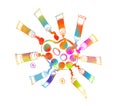 Abstract colored tubes with paint. palette Vector illustration Royalty Free Stock Photo