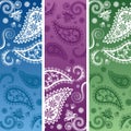 Set of colorful vertical paisley banners Royalty Free Stock Photo