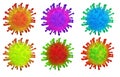 Set of colorful virus bacteria cells. 3D render collection of images isolated on white background. Flu, influenza, coronavirus