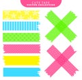 Set of colorful washi tape with variant patterns. Vector illustration.