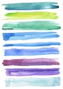 Set of colorful watercolor brush strokes.