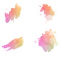 Set of 4 colorful watercolor brushes for drawing. Abstract isolated watercolor brushes Royalty Free Stock Photo