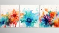 Set of colorful watercolor floral backgrounds. Spring flowers. Watercolor painting. generative ai Royalty Free Stock Photo