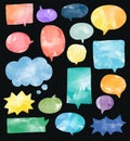 Set of colorful watercolor speech bubbles vector Royalty Free Stock Photo