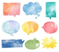 Set of colorful watercolor speech bubbles vector Royalty Free Stock Photo