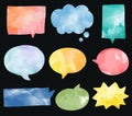 Set of colorful watercolor speech bubbles vector Royalty Free Stock Photo