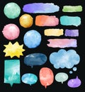 Set of colorful watercolor speech bubbles vector Royalty Free Stock Photo