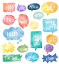 Set of colorful watercolor speech bubbles vector Royalty Free Stock Photo