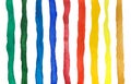 Set of colorful watercolor stripes hand drawn on a white background