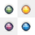 Set of colorful web buttons on white background, vector illustration. Silver shiny modern element. Vector design Royalty Free Stock Photo