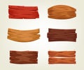 Set of colorful wooden boards. Vector illustration of old timber templates.