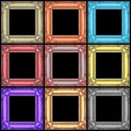 set of colorful wooden frames isolated on black Royalty Free Stock Photo