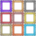 set of colorful wooden frames isolated on white Royalty Free Stock Photo