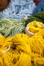 Set of colorful wool yarn balls. Closeup photo Royalty Free Stock Photo