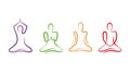 Set of colorful yoga poses line drawing