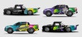 Set of colorfull, simple, and modern vehicle vinyl wrap designs