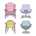 Set of colorfull vector armchairs