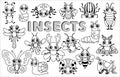 Set Coloring Funny Insects in a cartoon style