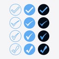 Set of colors options for checkmark buttons. Royalty Free Stock Photo
