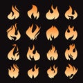 Set of coloUr fire icons. Royalty Free Stock Photo