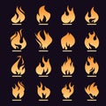 Set colour fire icons. Royalty Free Stock Photo