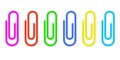 Set of colour paper clip icons isolated on white background Royalty Free Stock Photo