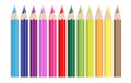 Set of colour pencils in row isolated on white background Royalty Free Stock Photo