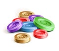 Set of coloured button