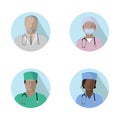 Set of coloured medical icons. Avatars doctor and nurses