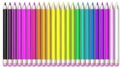 Set of coloured pencil. Pencils are aligned and sorted