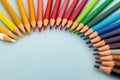 A set of coloured pencils lined up Royalty Free Stock Photo
