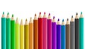 Set coloured pencils side by side seamless forming rainbow wave isolated Royalty Free Stock Photo