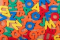 Set of coloured plastic letters and numbers